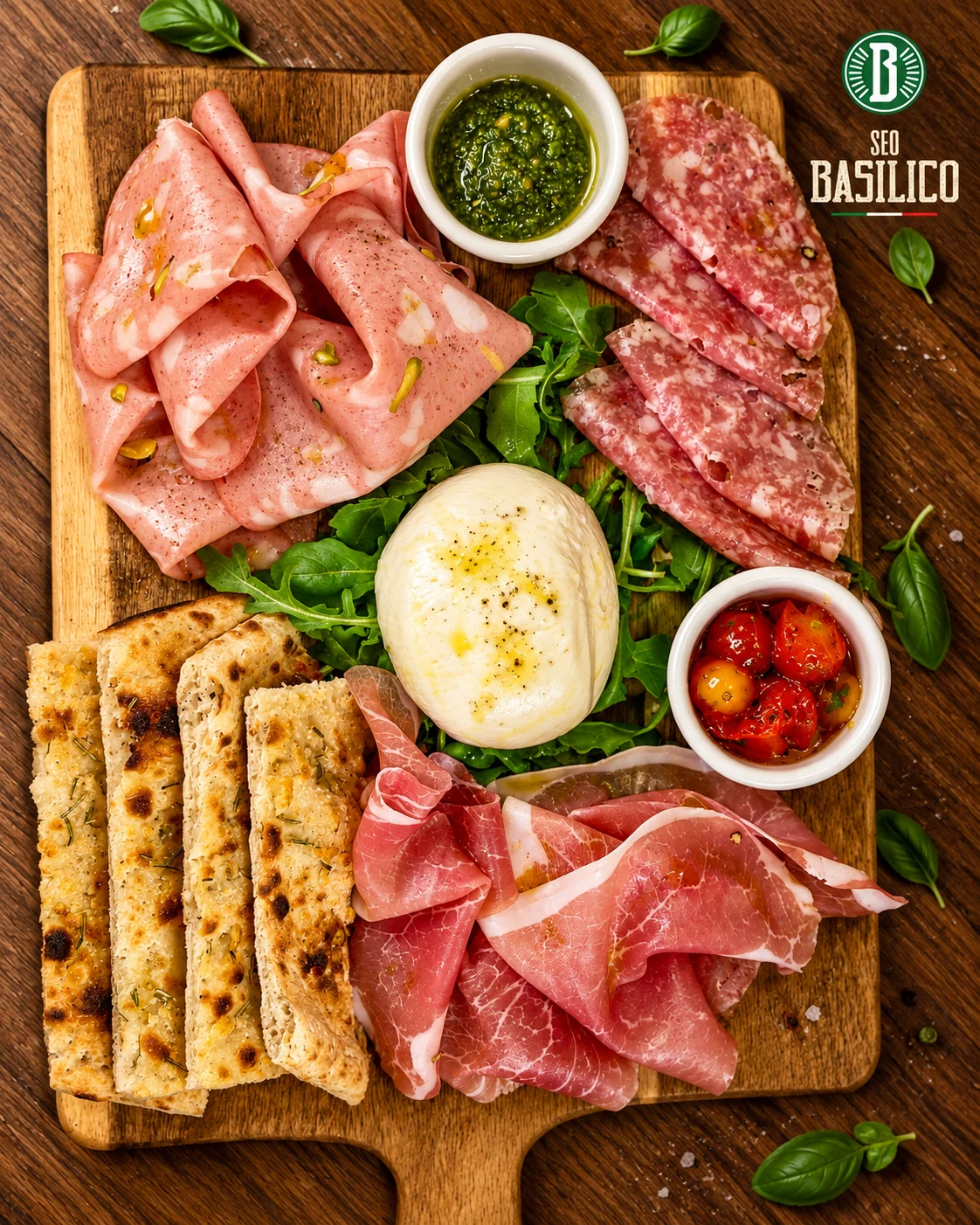 Seo Basilico ingredients board