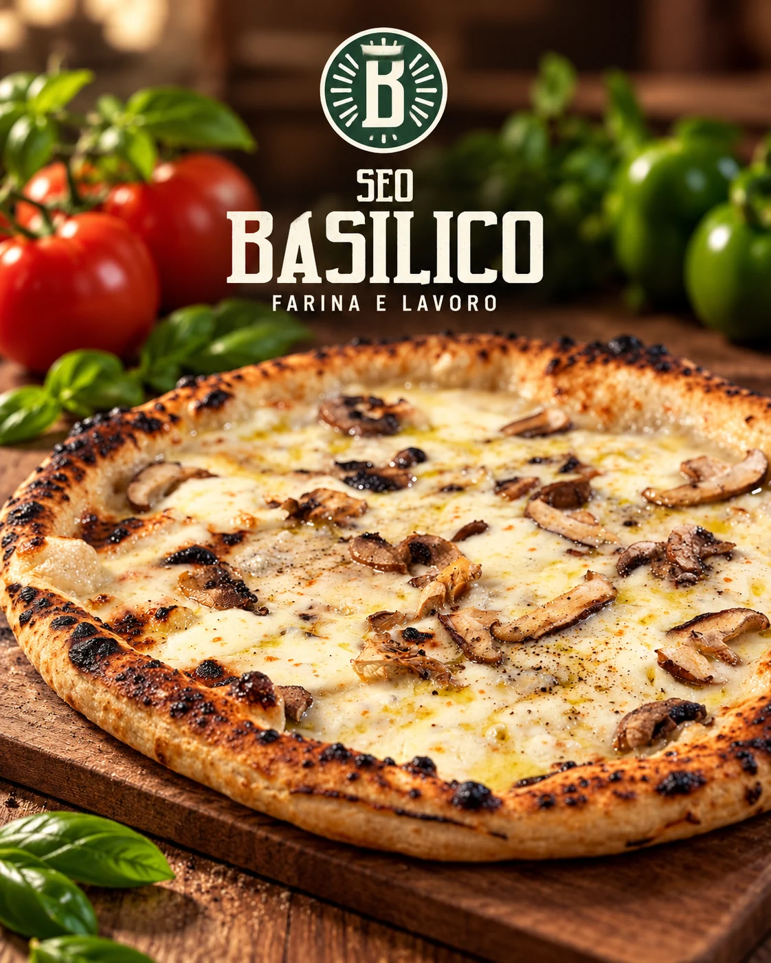 Seo Basilico mushroom pizza